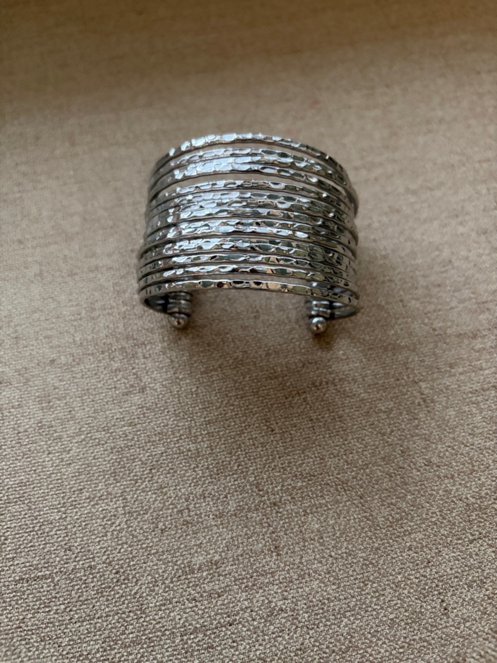 Silver-Tone Hammered Multi-Band Cuff Bracelet - Women Jewelry